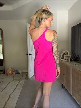 all in motion Hot Pink One-Shoulder Shift Dress